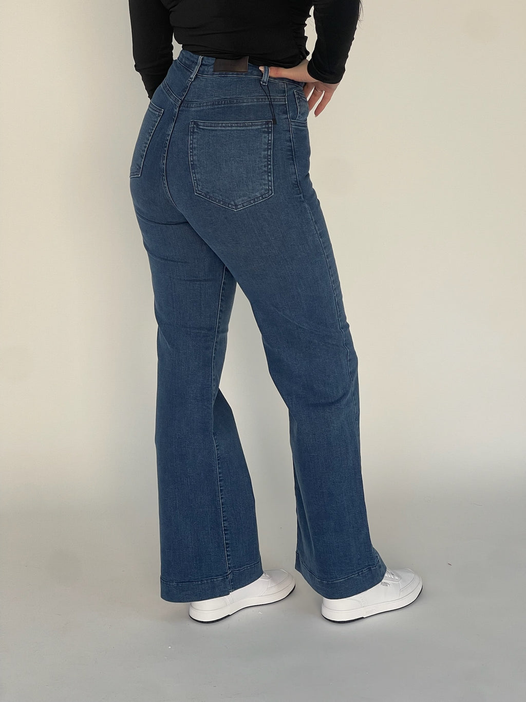 Jean Baggy Taille Haute avec Ourlet