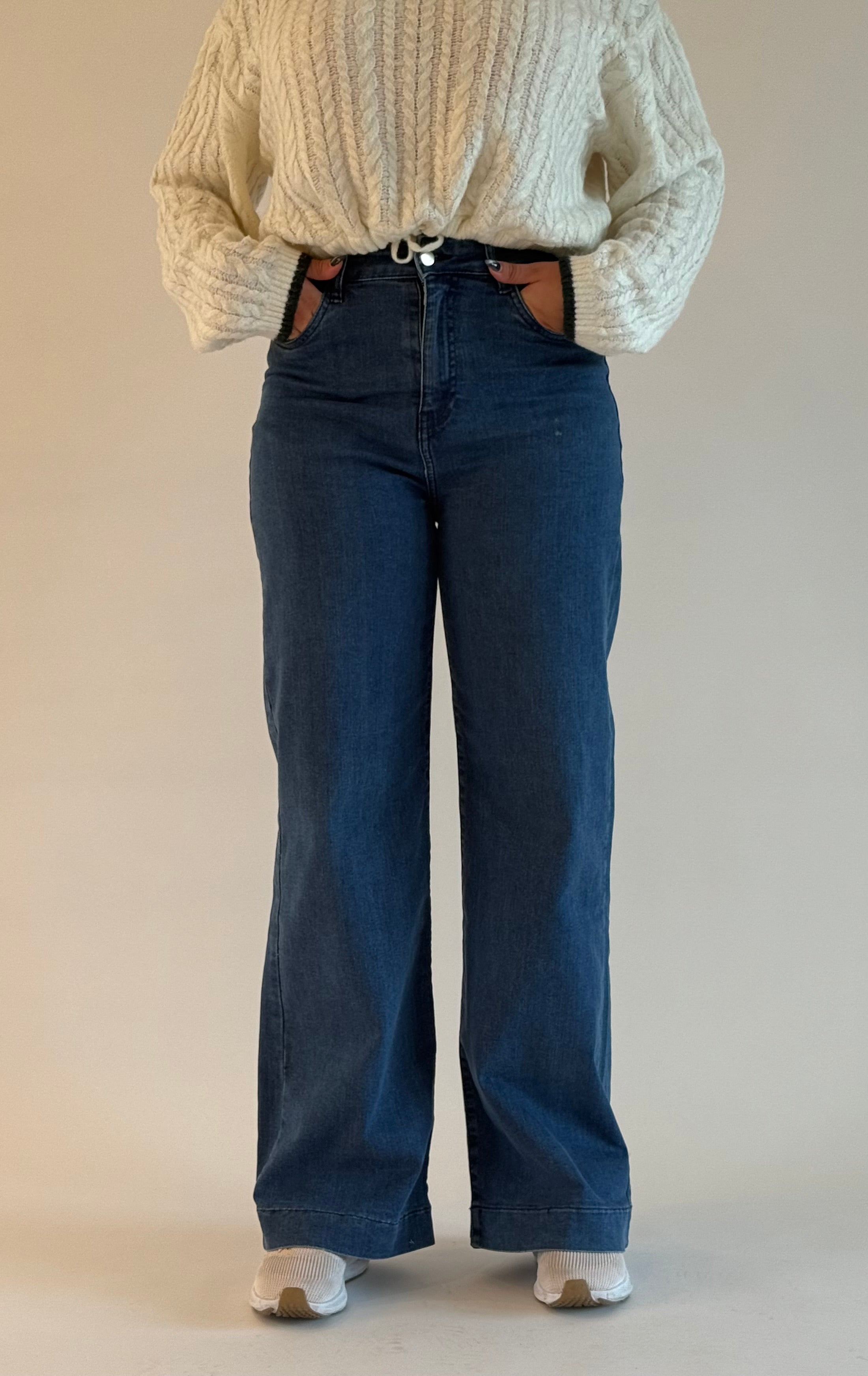 Jean Baggy Taille Haute avec Ourlet