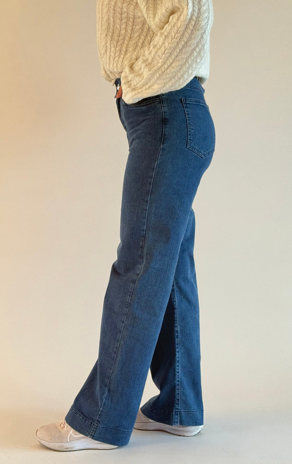 Jean Baggy Taille Haute avec Ourlet