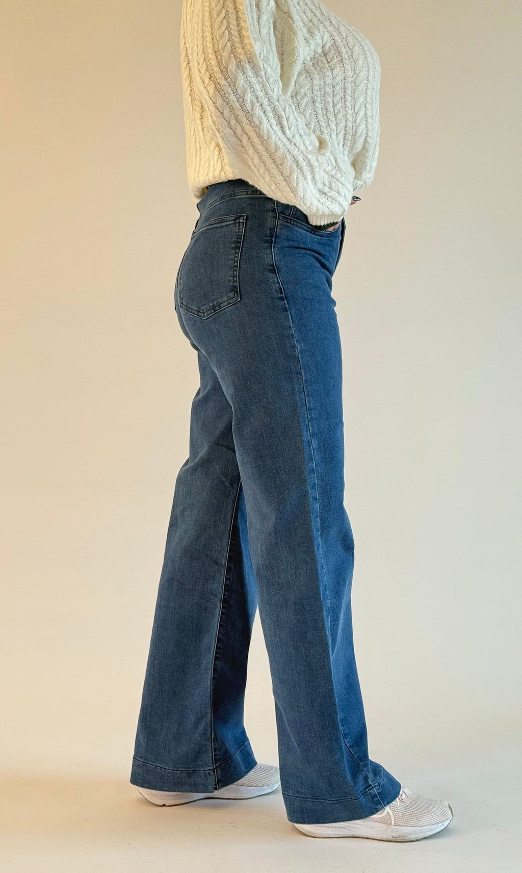 Jean Baggy Taille Haute avec Ourlet