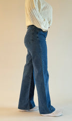 Jean Baggy Taille Haute avec Ourlet