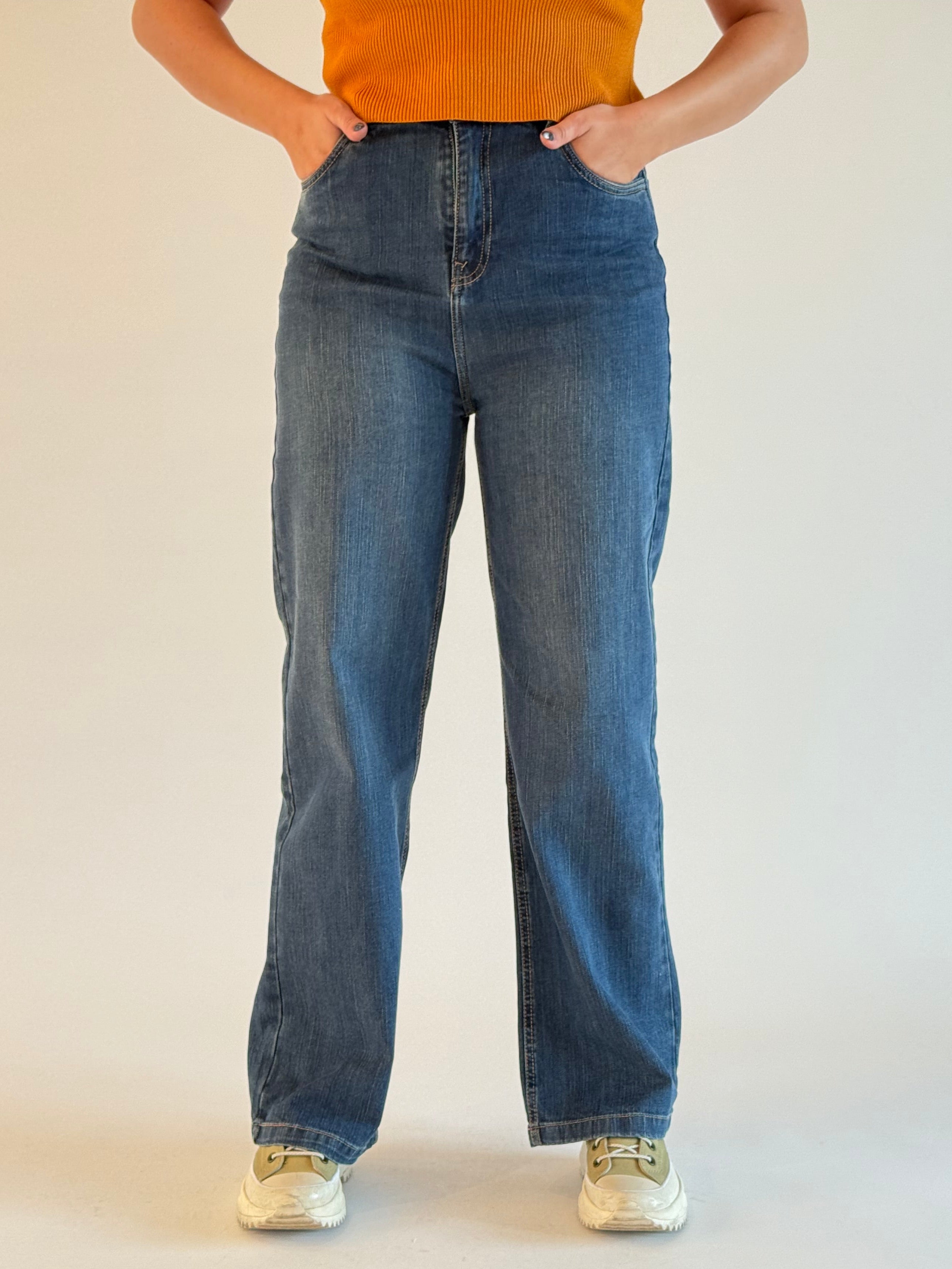 Jean straight taille haute