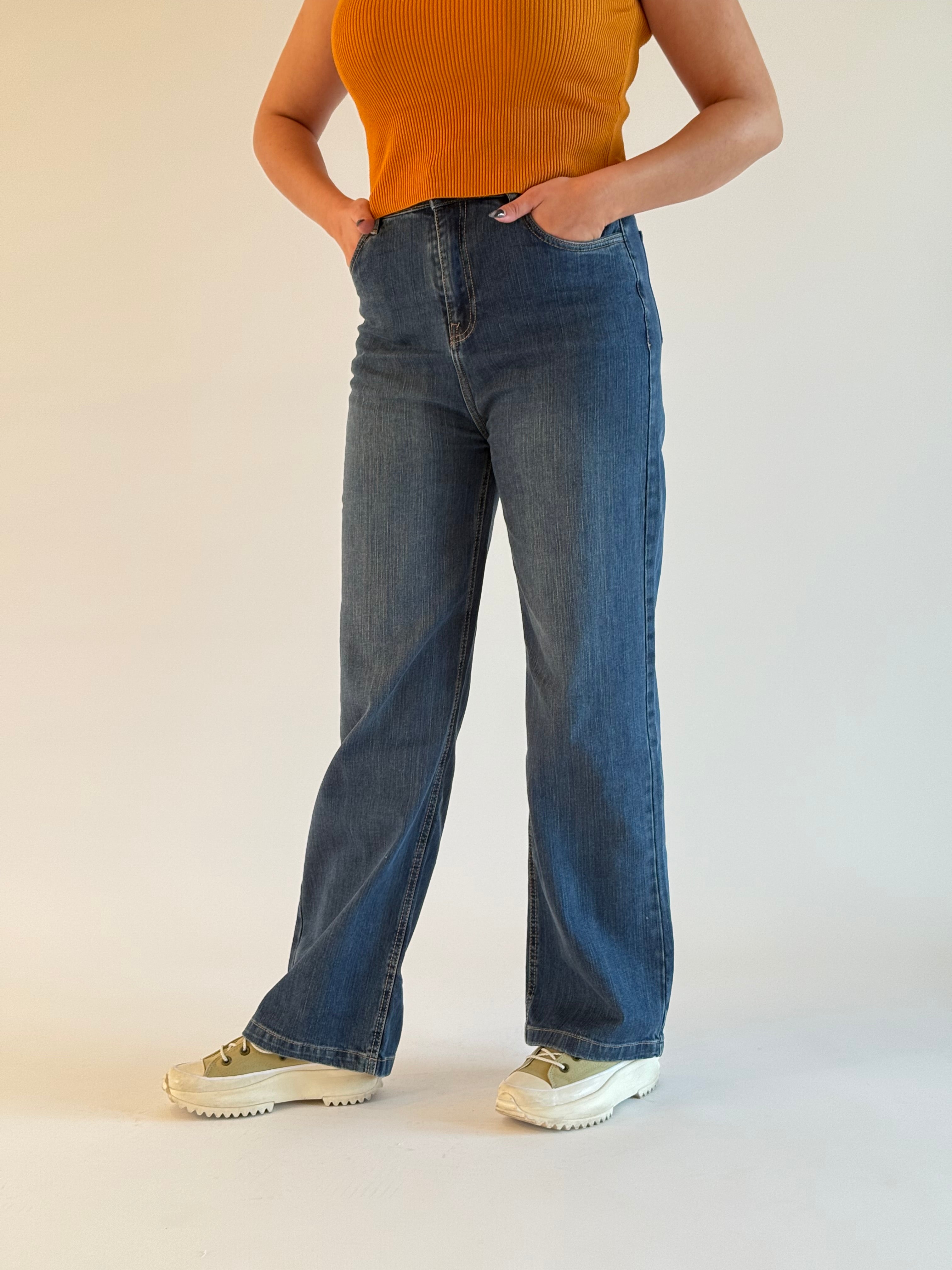 Jean straight taille haute