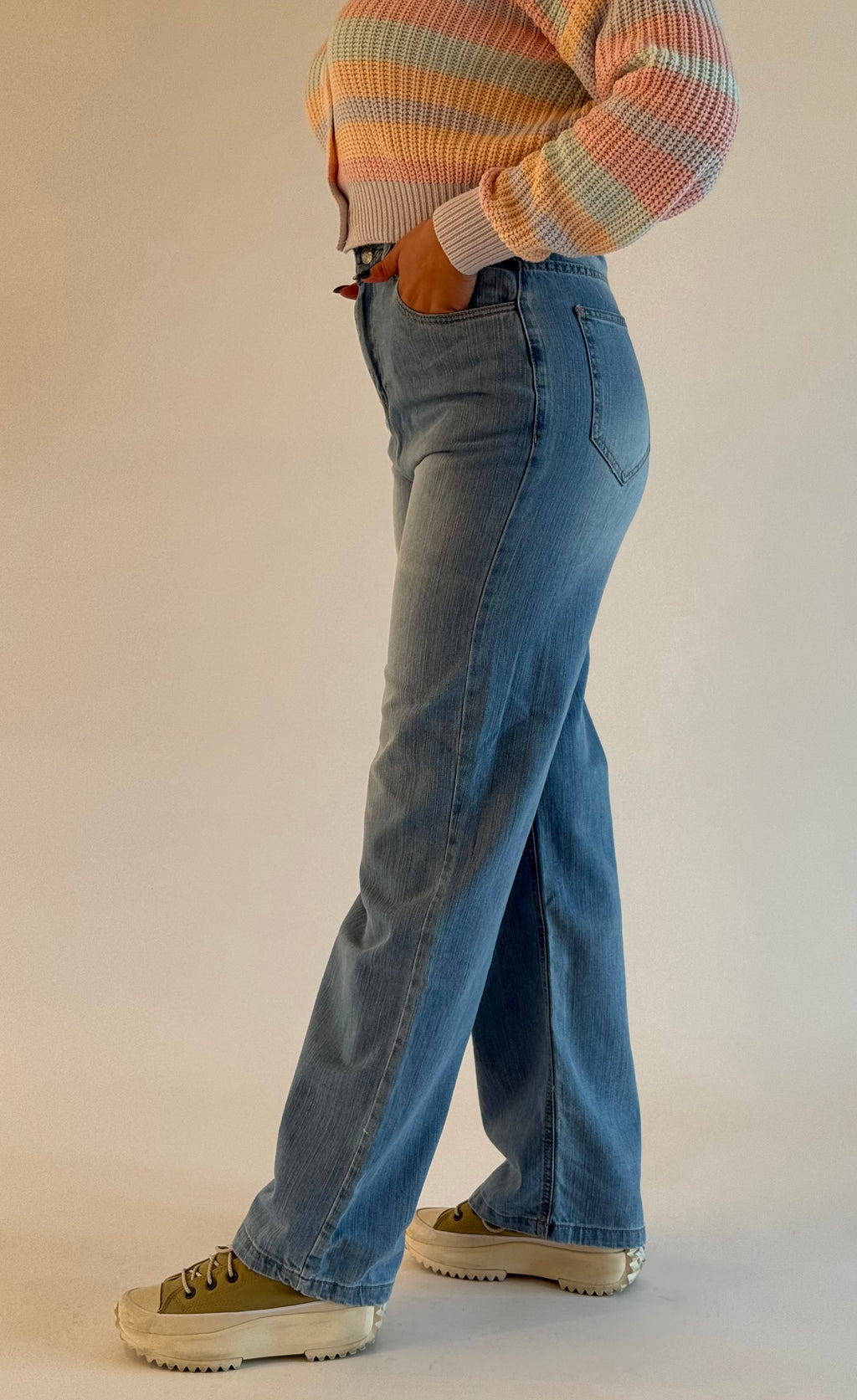 Jean straight taille haute