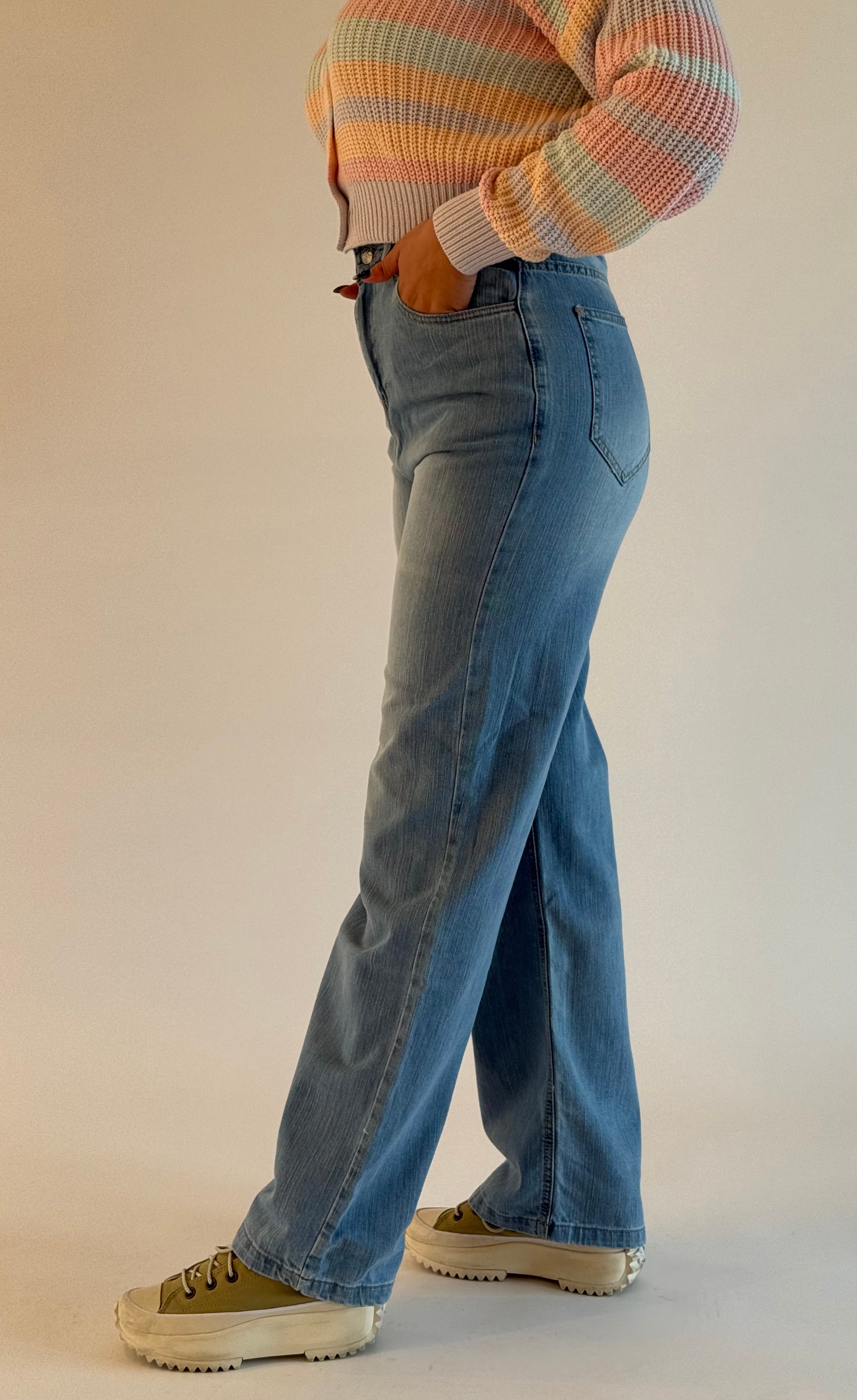 Jean straight taille haute