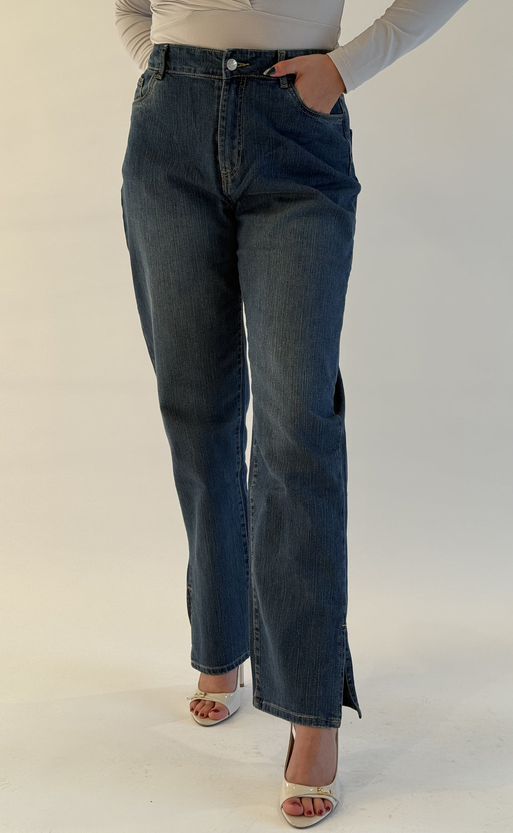 Jean straight avec fente