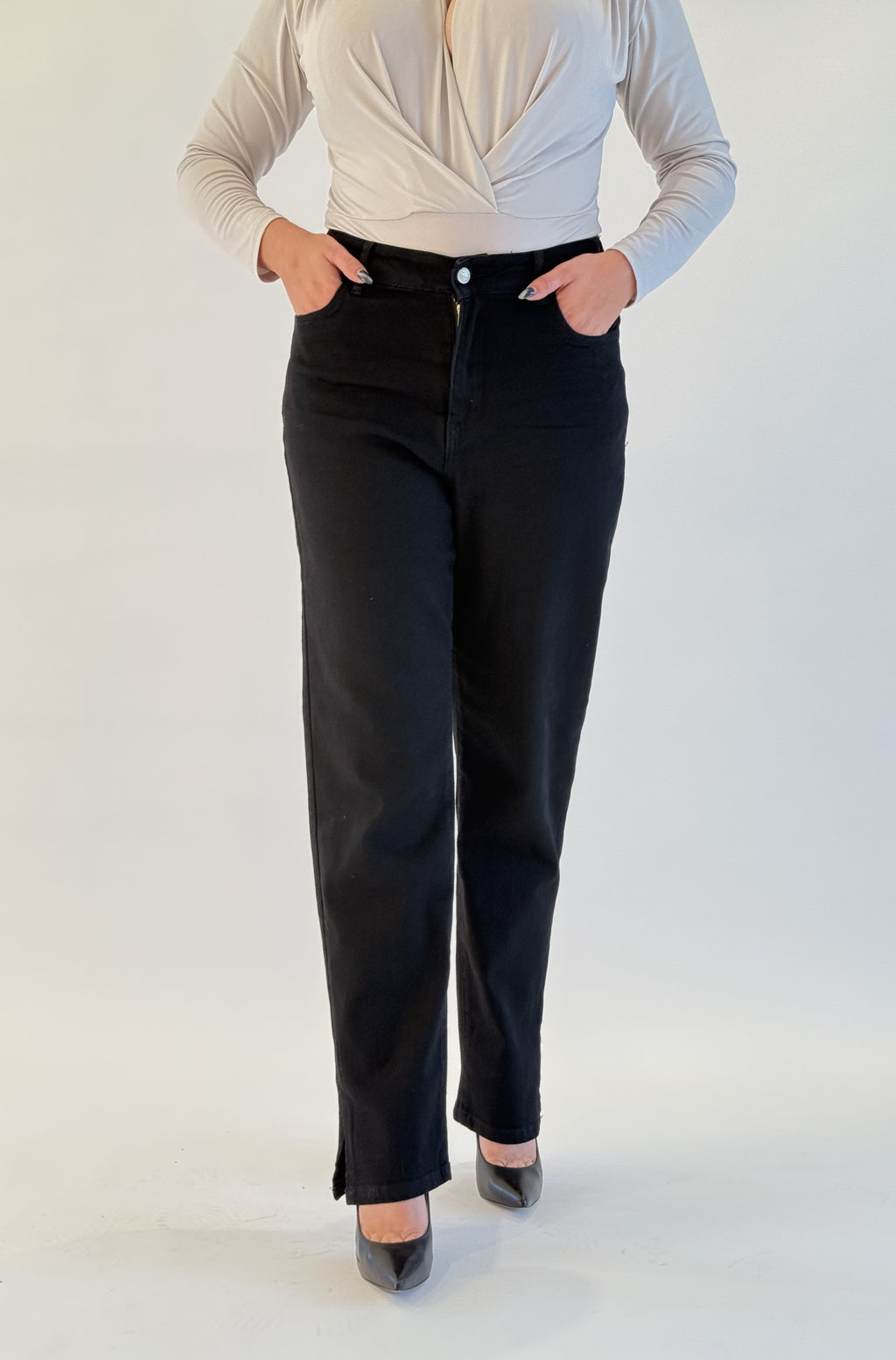 Jean straight avec fente