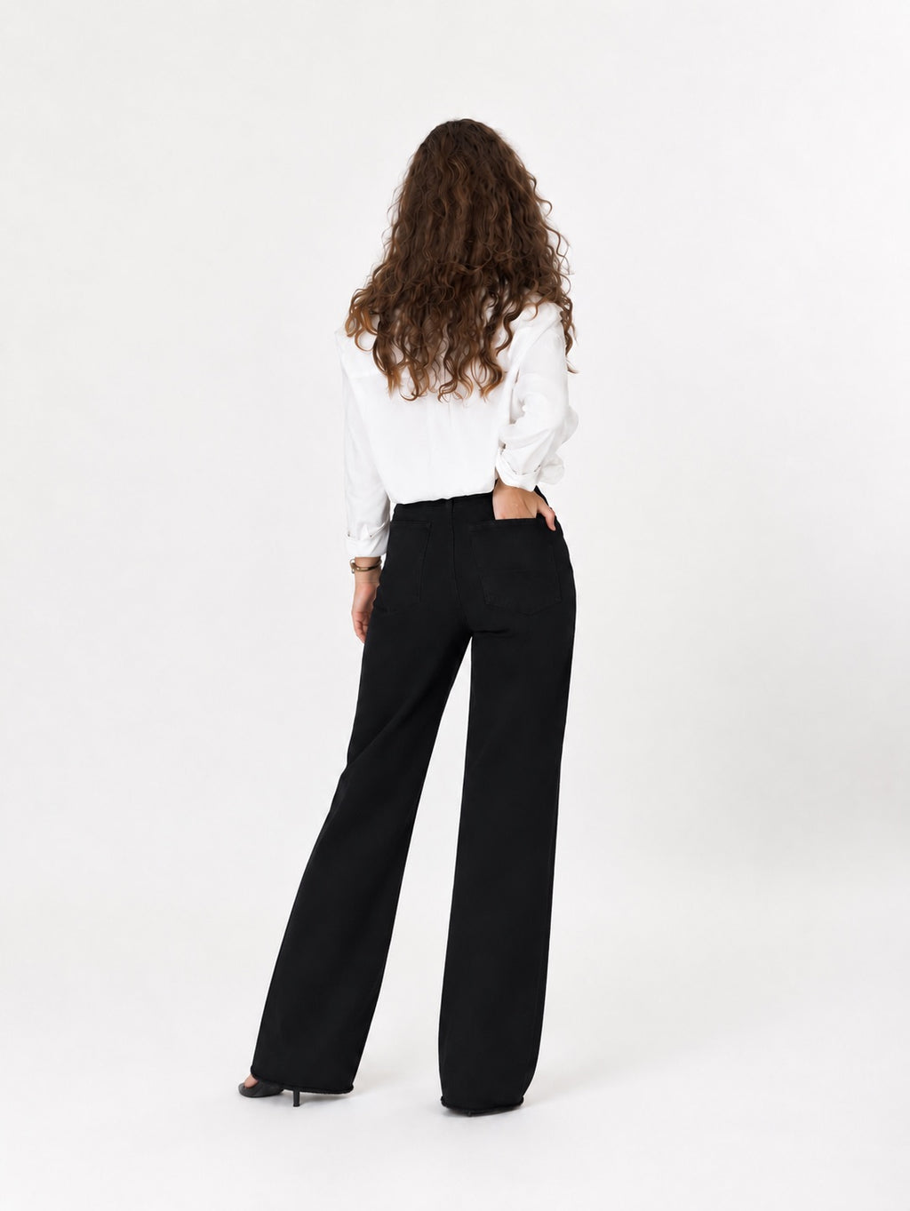 Jean Baggy Taille Haute avec Ourlet