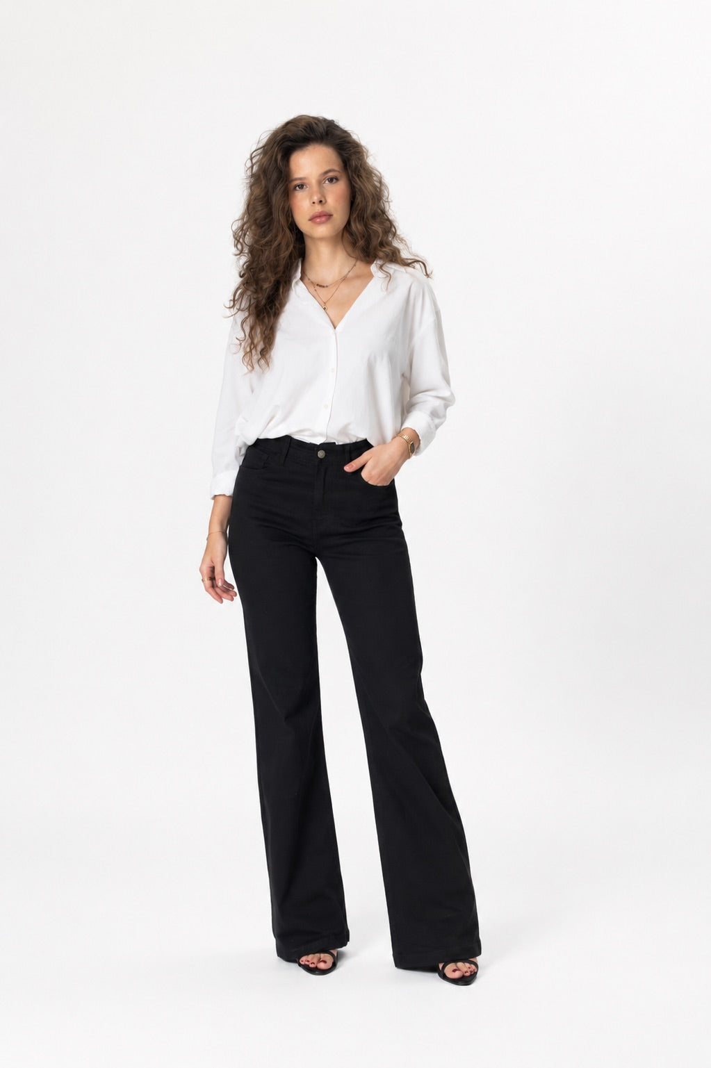 Jean Baggy Taille Haute avec Ourlet