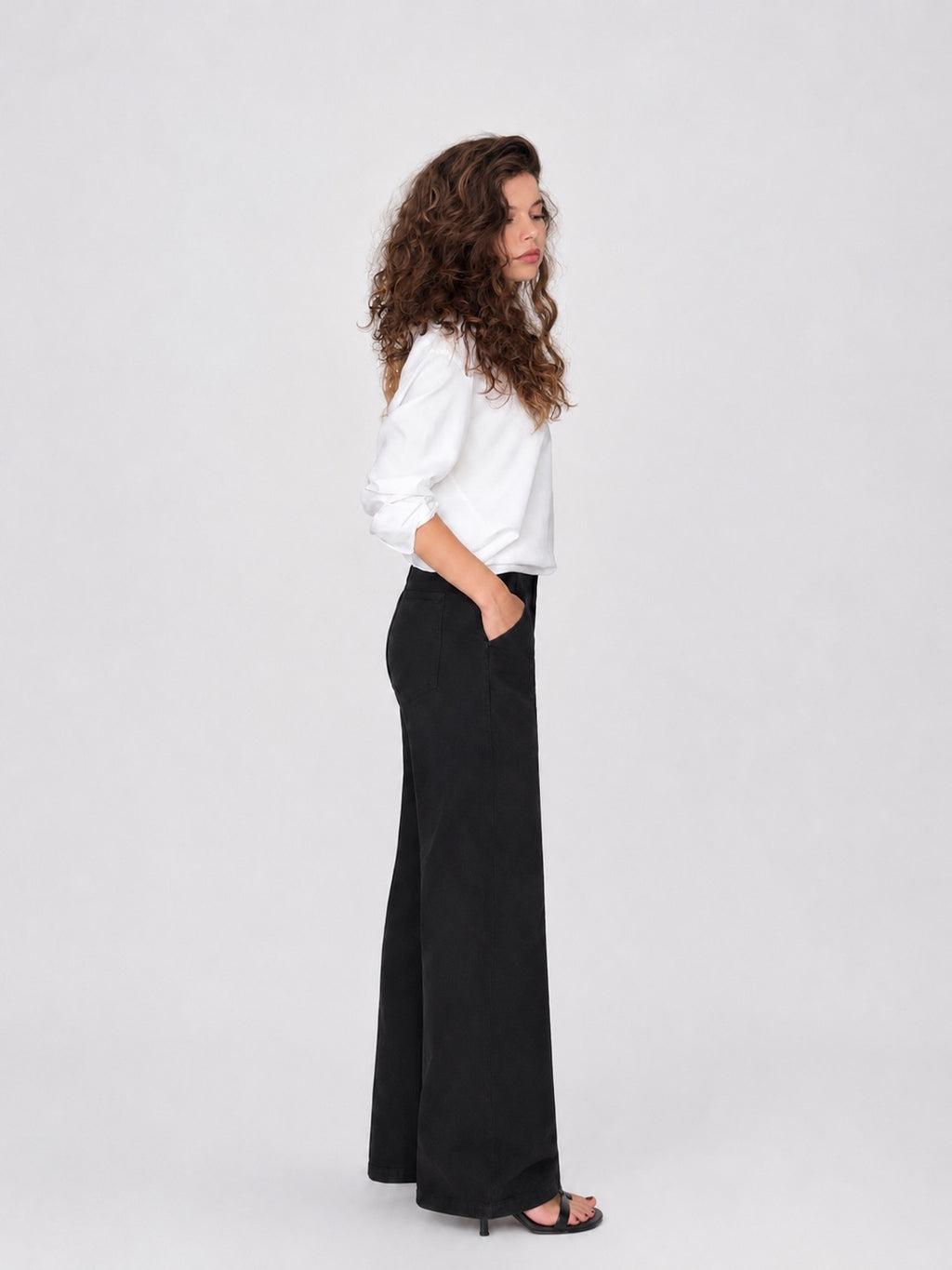 Jean Baggy Taille Haute avec Ourlet